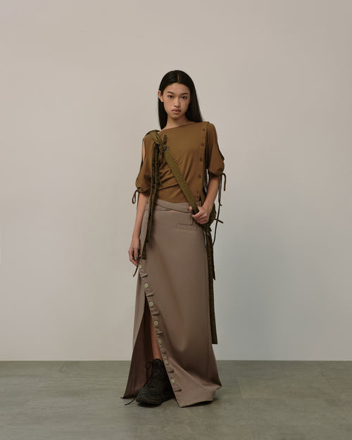 Button Split Skirt [Warm Grey]
